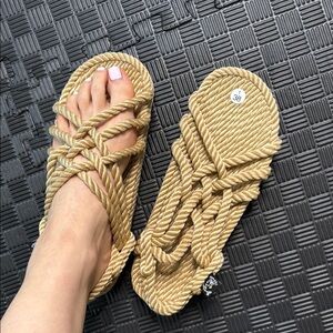 Tan Sandals with Intricate Rope Design